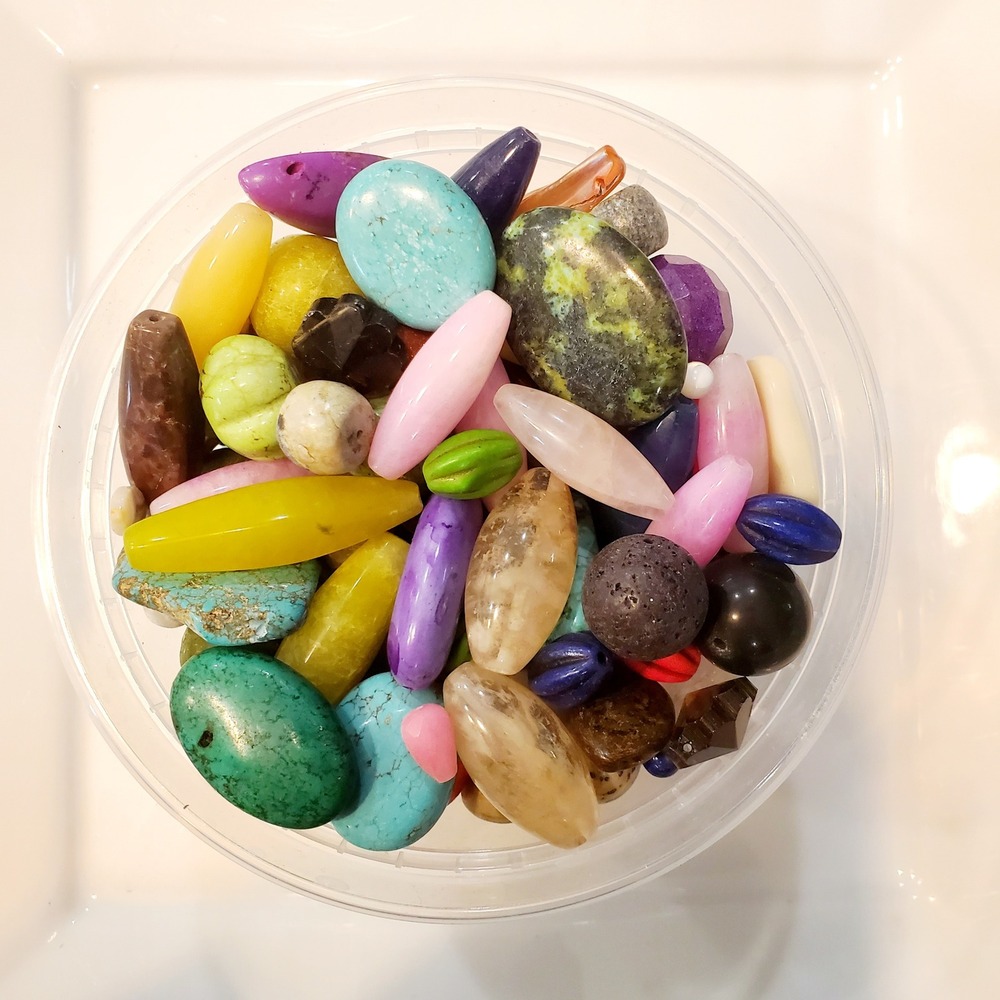 Mixed Gemstone Bead Soup Lot DIY Semiprecious Stone Agate Turquoise Glass 28oz - Picture 7 of 10